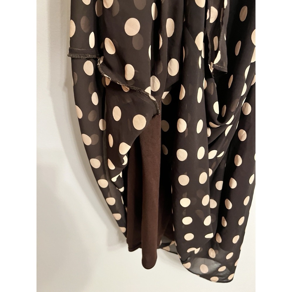 Vtg Rabbit Rabbit Rabbit Designs Brown Cream Polka Dot Halter A-Line Dress Sz 14 - Picture 7 of 9